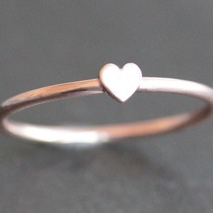 10K Rose Gold with Heart, PROMISE RING, Love Ring, Alternative Engagement Ring, Dainty Stacking Ring, Recycled Gold