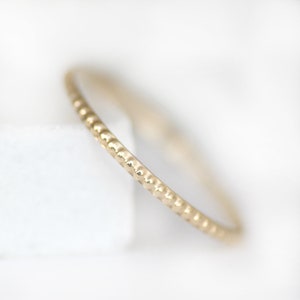 Solid Gold Skinny Bead Ring, 14K / 10K 1mm Stacking Ring, 1mm Thin Ring, Spacer Band