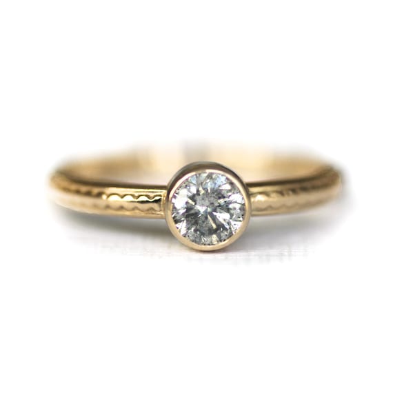 Bague solitaire diamant sel et poivre bague de fiançailles en Etsy