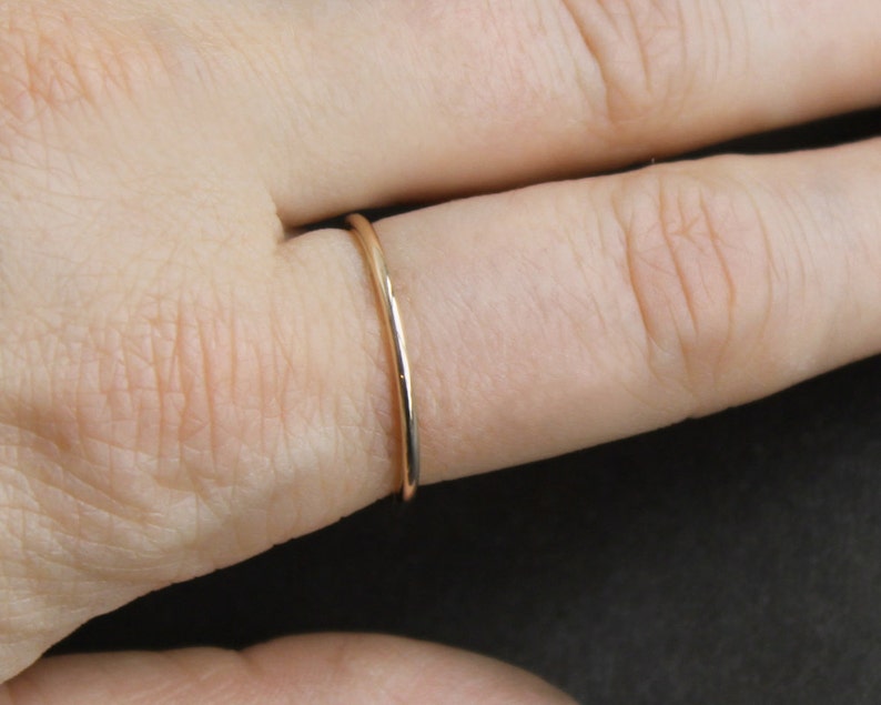Solid White Gold Ring 14K / 10K Gold 1.3mm Skinny Round Band Etsy