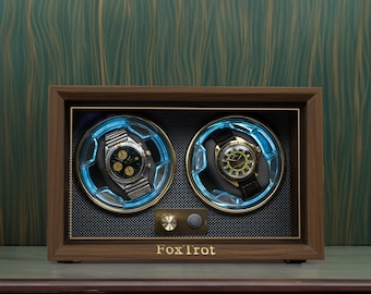 Automatischer Uhrenbeweger, ruhiges Holzlager für 2 Uhren, Geschenk für Ihn