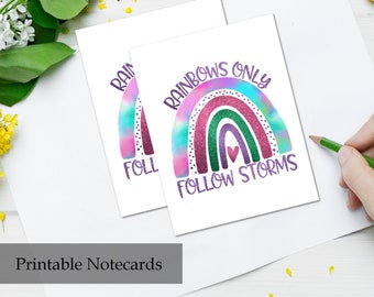 Rainbow Printable Note Card - Glitter Notecard Stationery for your Penpal
