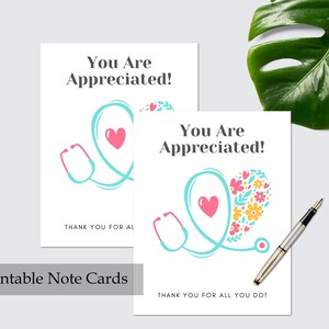 Nurse Thank You Printable Stethoscope Card - Doctor Medical Appreciation Notecard