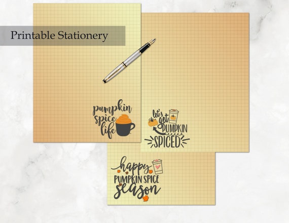 Pumpkin Spice Printable Stationery Graph Paper Set Penpal | Etsy