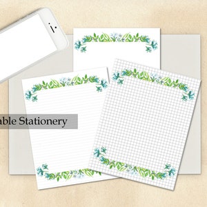 Conjunto de papelaria sem forro de papel gráfico para impressão floral - Escrita de carta por correspondência - Diário 8,5x11