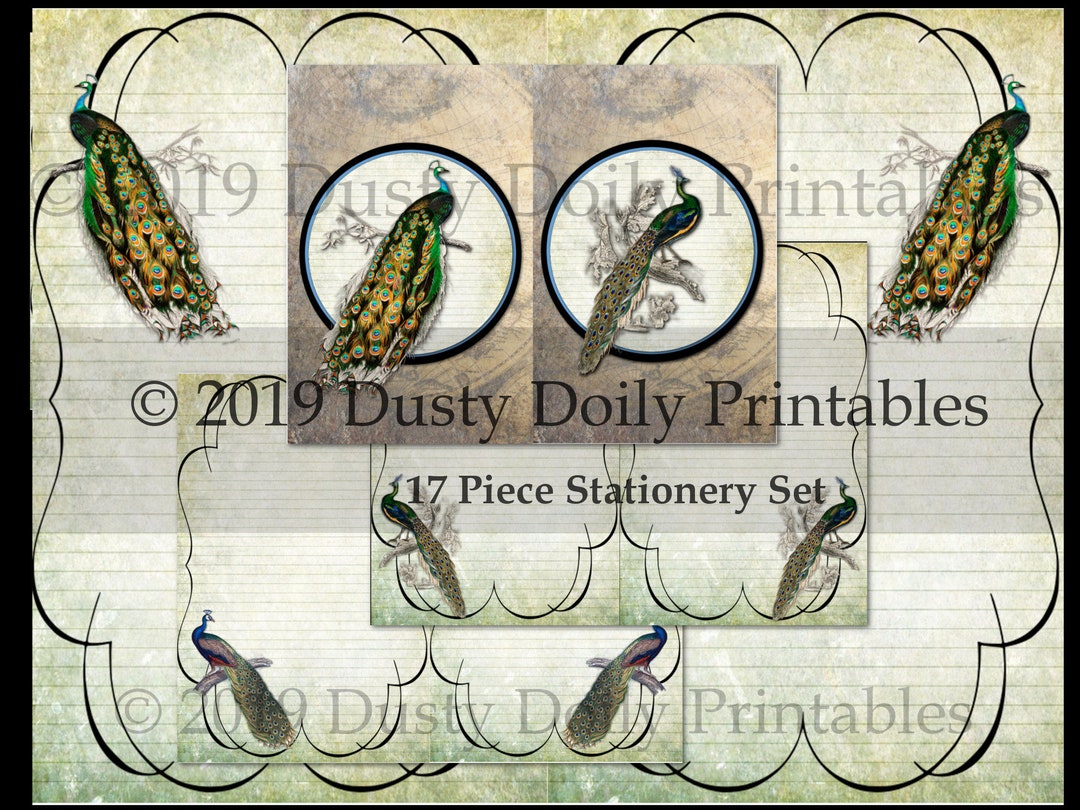 Peacock Printable Stationery Envelope Set - Grunge Vintage - Etsy