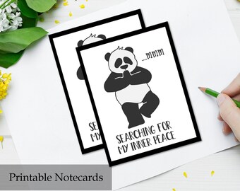 Yoga Printable Card - Panda Tree Pose A2 Notecard Stationery