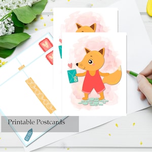 Fox carte postale imprimable pour votre Penpal - Papeterie postcrossing