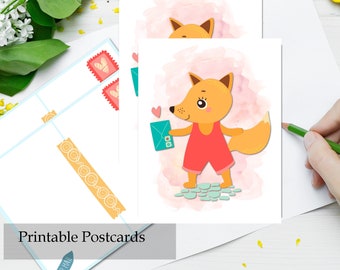 Fox Printable Postcard For Your Penpal - Postcrossing Stationery