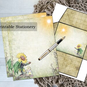 Sonnenblume Gesicht druckbare Briefpapier Set 8.5 x 11 - für Penpals