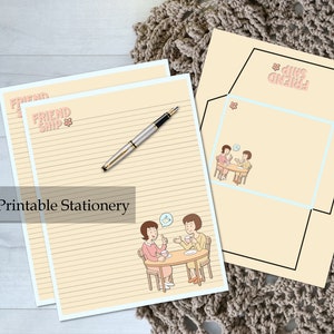 Kaffee-Liebhaber druckbare Briefpapier Freundschaft Brief Set | Umschlag 8.5x11