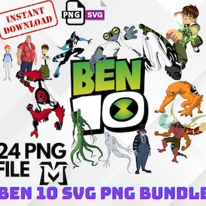 Ben 10 Digital Download Pack PNG SVG JPG | Clip Art & Image Files | Shirt Design | Cartoon Bundle | Ben 10 Png l Prints l Ben ten Png Svg l