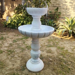 Handmade Marble Bird Bath | Natural Stone Garden Decor | Outdoor Pedestal Birdbath | Rustic Bird Bath for Backyard & Patio Gift | Bird Baths