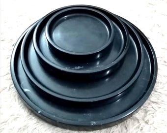 Black Marble Serving Platter Set: Handcrafted Natural Stone Home Decor
