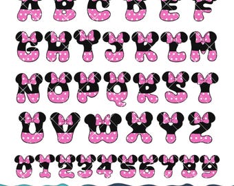Minnie Font SVG, Birthday Alphabet, Minnie Alphabet Letters Numbers Set, Minnie Letters Svg, Font Png Transparent - for Cricut / Silhouette