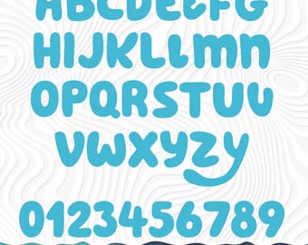 Blue Alphabet SVG PNG Bundle, Cartoon Layered Font Svg, Alphabet Letters Numbers Set, Font Png Transparent - Clipart for Cricut / Silhouette