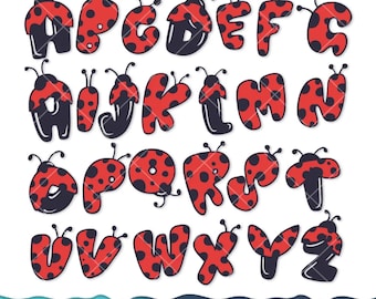 Ladybug Font SVG PNG Bundle, Ladybug Alphabet Letters Set Svg, Birthday Font Png Transparent, Letters Svg - for Cricut / Silhouette