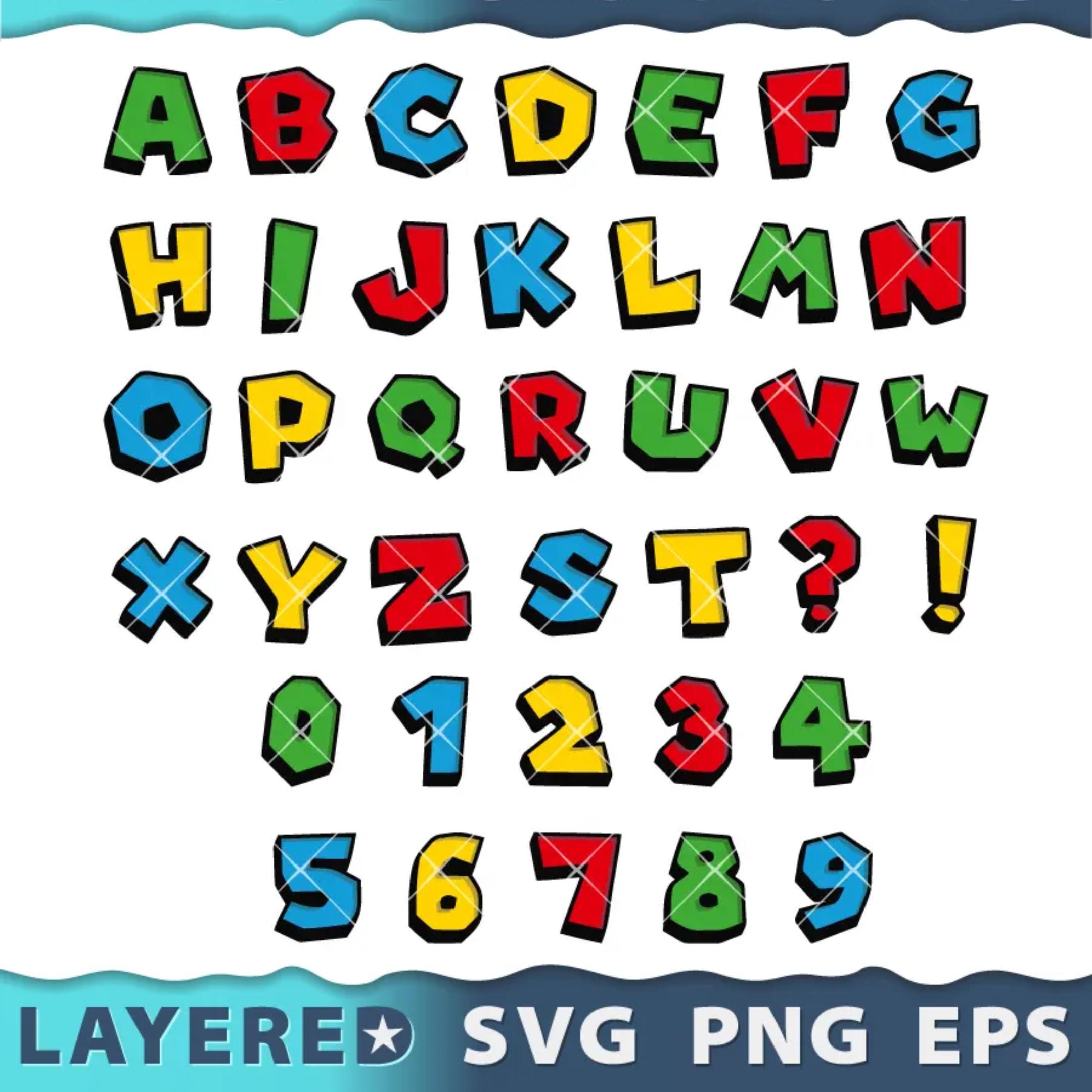 Alphabet SVG PNG Bundle, Layered Font SVG, Alphabet Letters Numbers Set ...