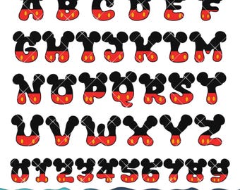 Mickey Font SVG, Birthday Alphabet, Mickey Alphabet Letters Numbers Set, Mickey Letters Svg, Font Png Transparent - for Cricut / Silhouette
