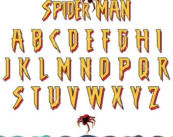 Font SVG PNG Bundle, Spider Layered Alphabet Svg, Alphabet Letters Set, Letters Svg Font Png Transparent - Clipart for Cricut / Silhouette