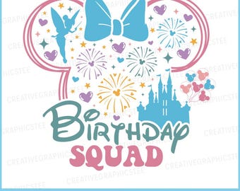 Mouse Birthday Squad Svg, Castle Birthday Squad Svg, Magical Kingdom Birthday Svg, Sublimation Png Transparent Clipart