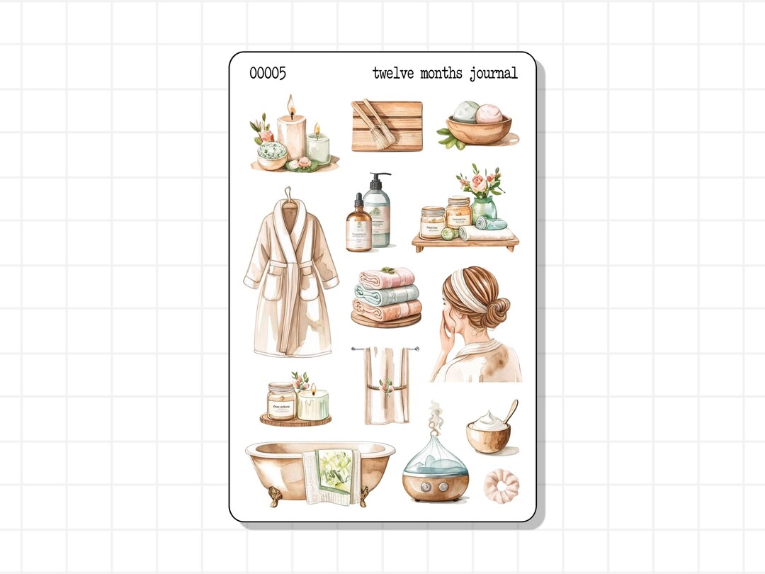 Self Care Journal Sticker Sheet | Aesthetic Home Spa Skin Care Zen ...