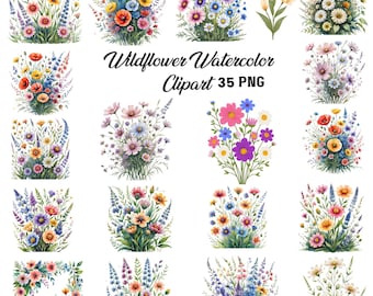 Wildflower Png Bundle, Wildflower Clipart, Boho Wildflowers Png, Wildflower Nature Images, Flowers Png, Sublimation Design, Instant Download