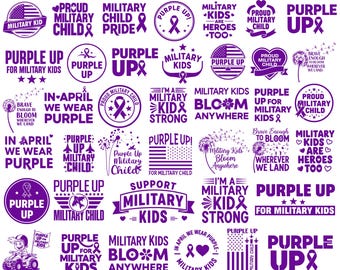 Military Child PNG SVG Bundle, Purple Up Day Png, Military Kids Month, Patriotic Kids Shirt Png, Military Family Support, Digital Download