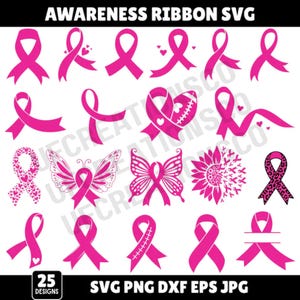 Awareness Ribbon Svg, Cancer Awareness Ribbon Svg, Breast Cancer Ribbon Svg, Pink Breast Cancer Ribbon, Ribbon Clipart, Digital Download