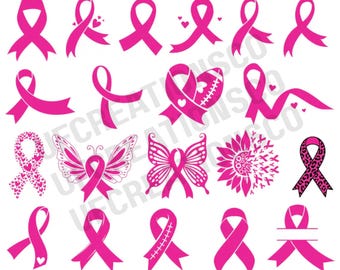 Awareness Ribbon Svg, Cancer Awareness Ribbon Svg, Breast Cancer Ribbon Svg, Pink Breast Cancer Ribbon, Ribbon Clipart, Digital Download