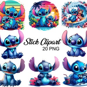 Digital Download Stitch Watercolor Png Bundle, Commercial Use, T Shirt Designs, Stitch Png, Instant Download, High Resolution