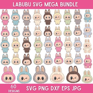 60 Labubu Designs Svg, Labubu Png, Labubuu Sublimation, T Shirt Design, Monster Characters, Svg Cut Files, Instant Download
