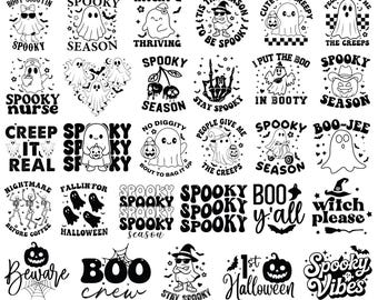 Retro Halloween Svg Bundle, Halloween Clipart, Ghost Svg, Halloween Shirt Svg, Hippie Svg, Retro Svg, Spooky Svg, Svg Cricut