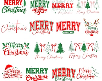 Merry Christmas Text Svg Bundle, Christmas Quote Svg, Holiday Lettering Svg Designs, Cricut Silhouette Cut Files,instant Download