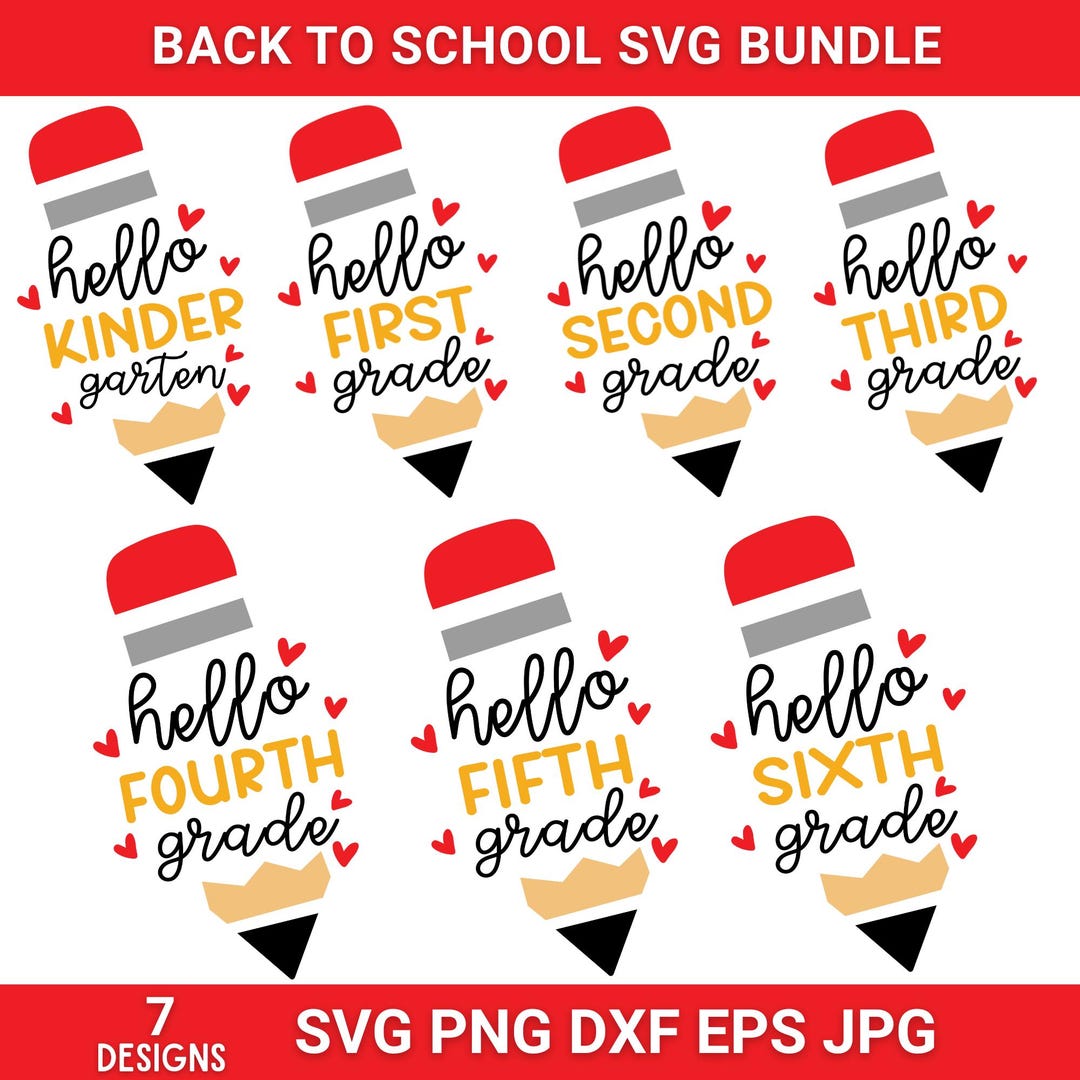 Back to School Svg Bundle, Pencil Svg, Grade Level Vibes Svg, Teacher ...
