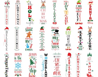 Kerst veranda teken SVG bundel, verticale kerst veranda teken SVG, vakantie veranda decor, vrolijk kerstfeest, Cricut silhouet snijden bestanden