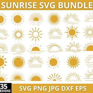 Sunrise Svg Bundle, Sun Svg, Sunrise Png, Sunrise Clipart, Sunrise Cut File, Sun Png, Sunset Svg, Sunset Silhouette,Cricut, Instant Download