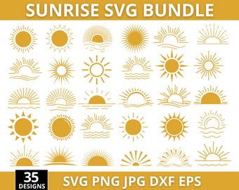 Sunrise Svg Bundle, Sun Svg, Sunrise Png, Sunrise Clipart, Sunrise Cut File, Sun Png, Sunset Svg, Sunset Silhouette,Cricut, Instant Download