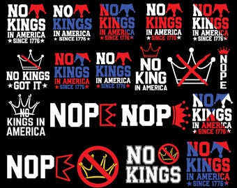 Paquete de archivos SVG de letreros "No Kings in America", SVG de Democracia Patriótica, SVG "No Kings", SVG PNG "Anti Trump", SVG "Not my President", Descarga digital