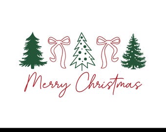 Preppy Christmas Tree Svg Png, Christmas Coquette Bow Png, Merry Christmas Svg, Design, Coquette Merry Christmas Png, Instant Download