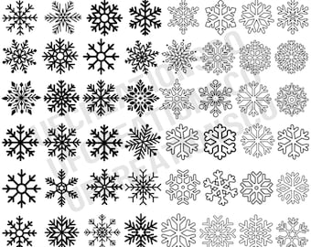 26 Snowflake Svg Bundle, Simple Snowflake Outlines Bundle Svg, Snowflakes For Digital Download, Winter Svg, Silhouette,Instant Download