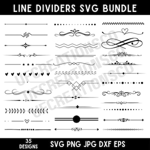 35+ lijnverdeler Svg-bundel, lijnverdeler Png, bruiloft Clipart, Design Element Svg, lijnverdeler gesneden bestand, commercieel gebruik, Instant Download