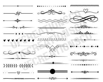 35+ Line Divider Bundle, Line Divider Png, Hochzeit Clipart, kommerzielle Nutzung, Instant Download