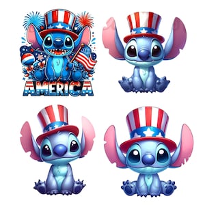 Maglietta del Giorno dell'Indipendenza PNG, Stitch 4 luglio PNG, Clipart di Stitch patriottico, PNG americano, Design a sublimazione, Alta risoluzione, Digitale
