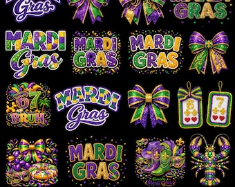Paquete de Mardi Gras PNG, Preppy Mardi Gras PNG, Paquete de Mardi Gras Png, Pincelada Mardi Gras, Coqueta Mardi Gras Png, Descarga instantánea