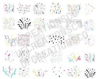 Confetti Svg Bundle, Confetti Png, Confetti Clipart, Birthday Party Svg, Confetti Dxf, Confetti, Svg Files For Cricut, Instant Download