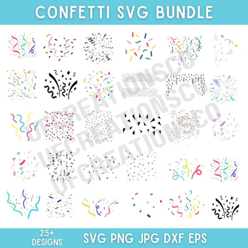 Konfetti-Svg-Bundle, Konfetti Png, Konfetti Clipart, Geburtstagsfeier Blatt, Konfetti Dxf, Konfetti, SVG-Dateien für Cricut, Instant Download Bild 1