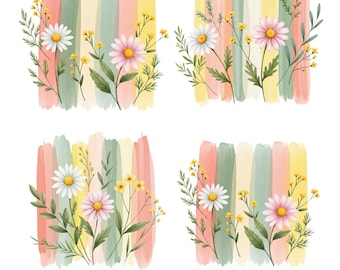 Spring Wildflowers PNG Bundle, Floral Brushstrokes PNG, Spring Flowers Sublimation Design, Summer Floral Shirt PNG, Wildflower Cliparts