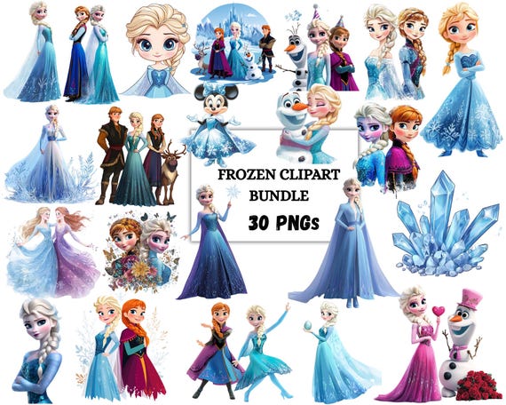 Frozen Png Bundle, Frozen Clipart, Princess Png, Anna Elsa Olaf, Frozen Png Bundle, Frozen Birthday Png, Sublimation Design,Instant Download
