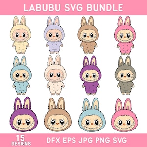 15 Labubu Designs Svg, Labubu Png, Labubuu Sublimation, T Shirt Design, Monster Characters, Svg Cut Files, Instant Download